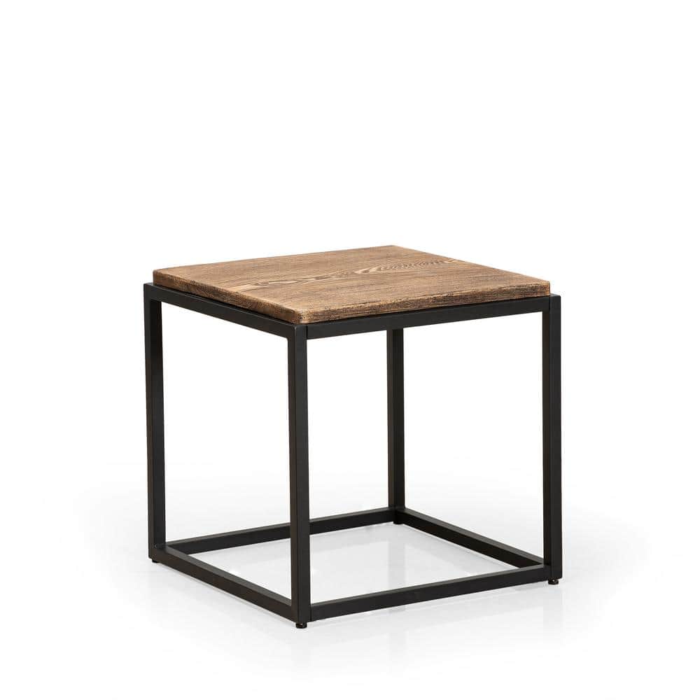 22 in. Square MDF Wood Outdoor Coffee Table with Steel Frame