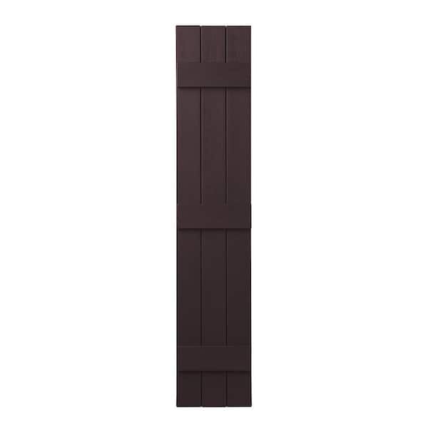 Ply Gem 11 in. x 59 in. Polypropylene Plastic 3-Board Closed Board and Batten Shutters Pair in Winestone