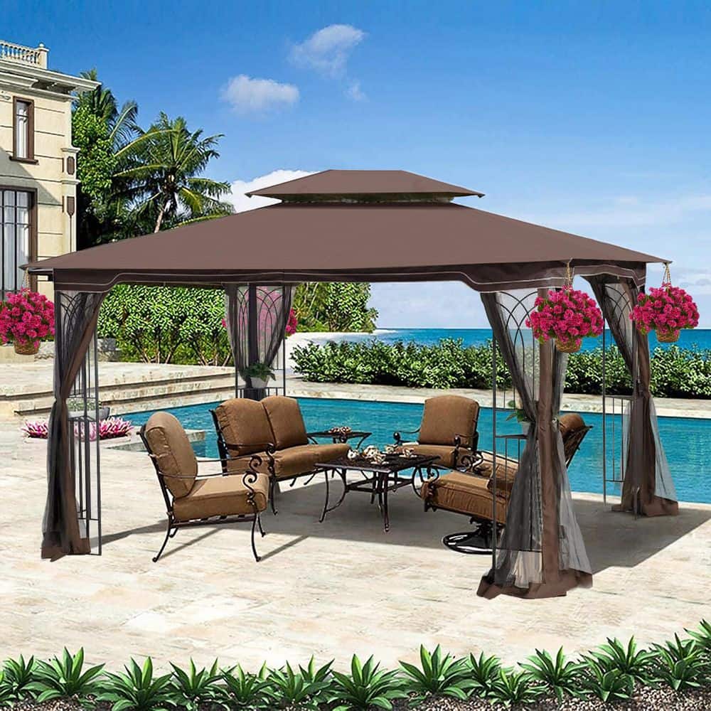 13 ft. x 10 ft. Outdoor Patio Gazebo Canopy Tent with Ventilated Double Roo