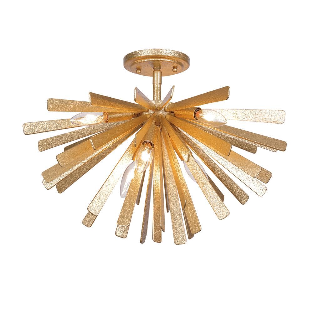 Confluence 20 in. 6-Light Piastra Gold Sputnik Semi-Flush Mount with Piastra Gold Metal Shade and No Bulbs Included price history on PriceWatchPro