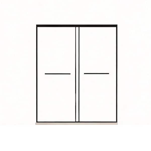 60 in. W x 72 in. H Frameless Aluminum Sliding Shower Door in Matte Black with Clear Glass and Soft-Close Waterproof