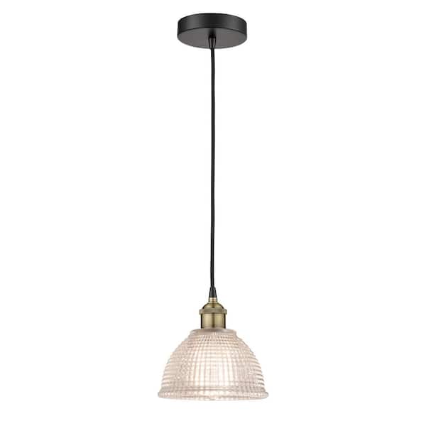 Arietta 100-Watt 1-Light Black Antique Brass Standard Mini Pendant Light with Clear Glass Shade, No Bulbs Included