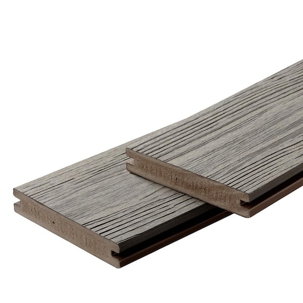 FORTRESS Apex 1 in. x 6 in. x 8 ft. Alaskan Driftwood Grey PVC Grooved Deck Boards (2-Pack)