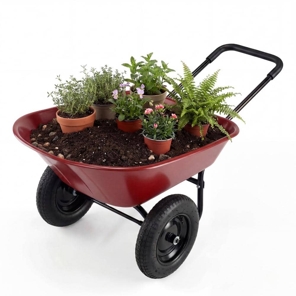5 Cu.Ft Steel Garden Cart 330 LBS Capacity Yard Dump Cart with 13-Inch Pneumatic Tires, Red price history on PriceWatchPro