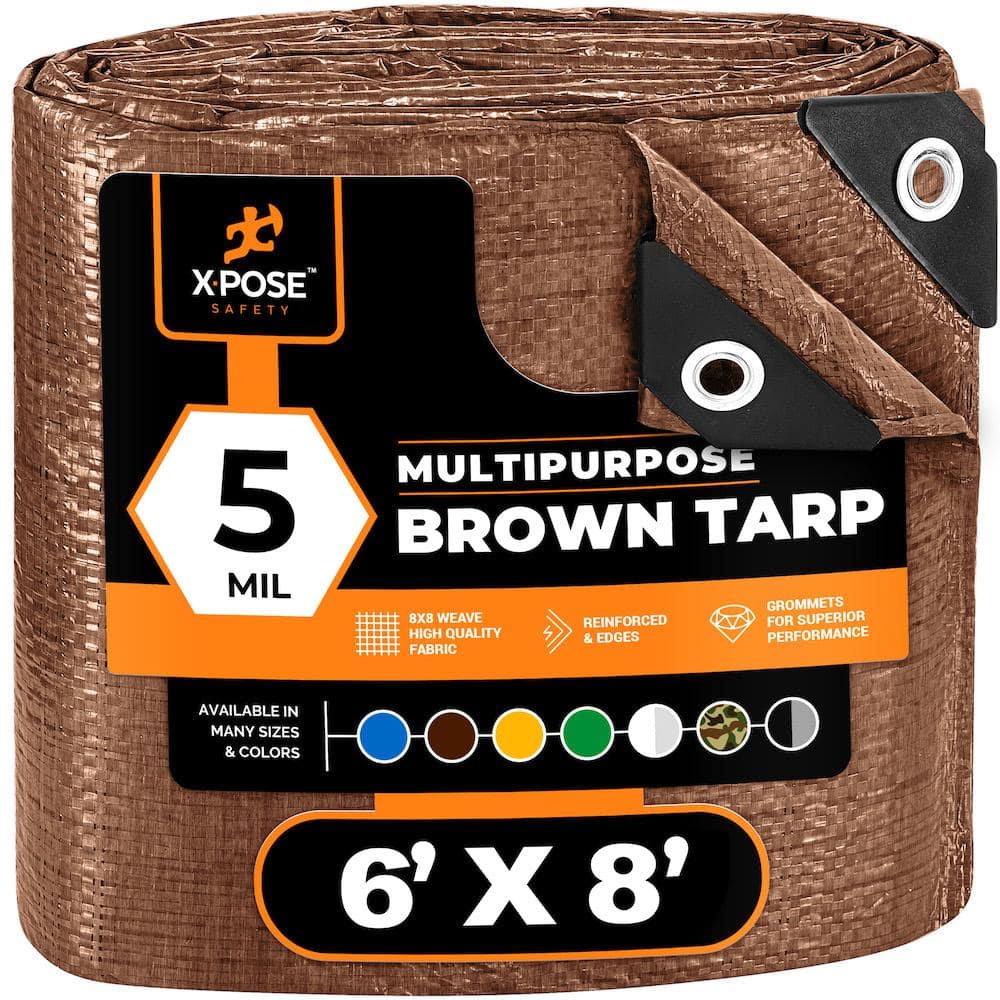 XPOSE SAFETY 5 mil 6 ft. W x 8 ft. L Better Brown General purpose Tarp
