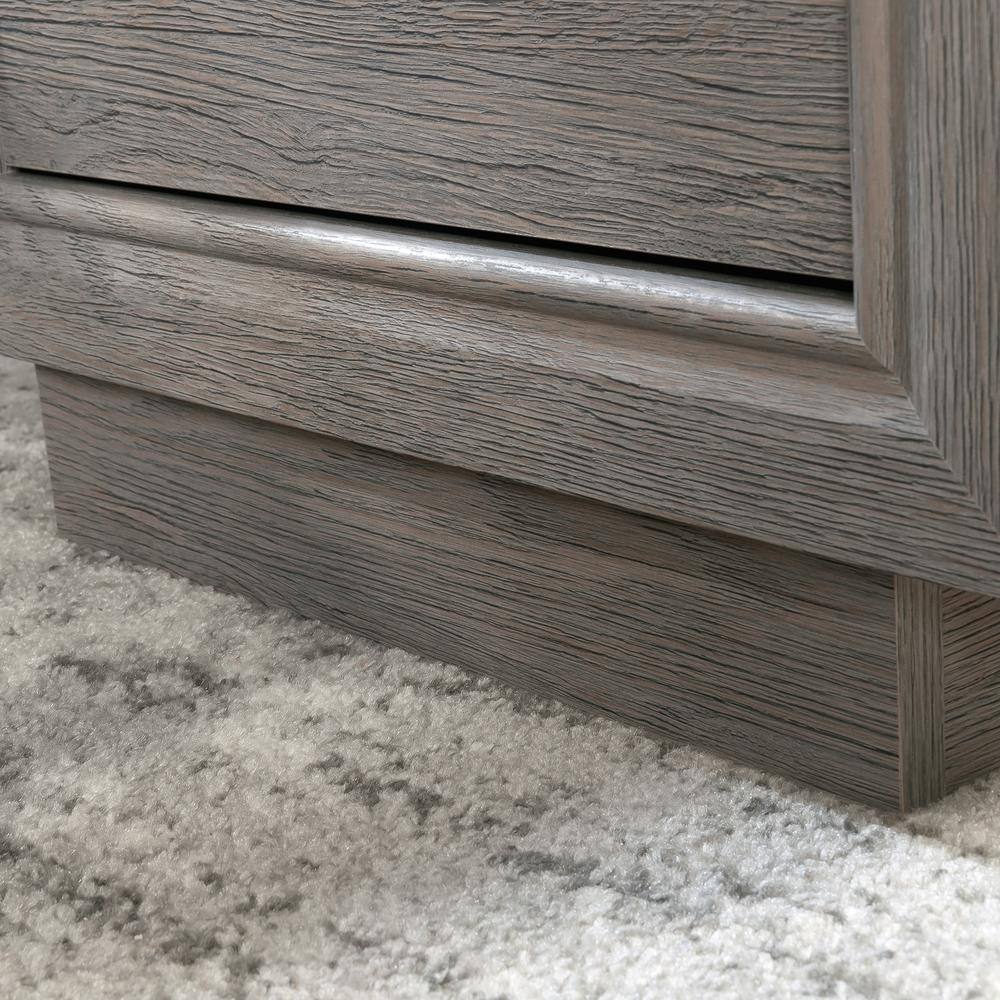 Gray Ashen Oak L-Shaped Computer Desk with Drawer and Filing Cabinet