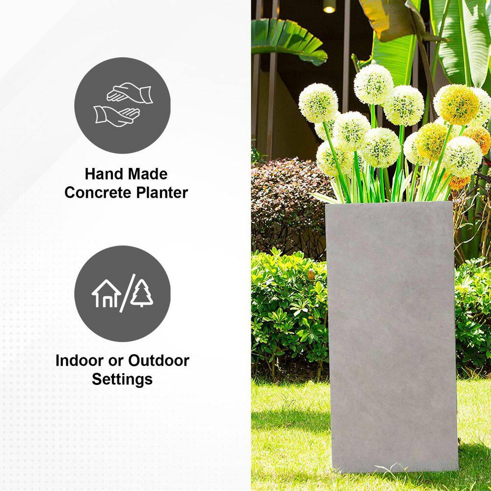 Kante 33" Tall Gray Lightweight Concrete Planter