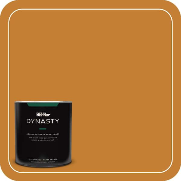 BEHR DYNASTY 1 qt. #S-H-290 Exotic Honey Semi-Gloss Enamel Interior Stain-Blocking Paint and Primer