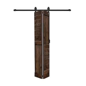 S Style 30in.x84in.(15''x84''x2panels)Kona Coffee Solid Wood Bi-Fold Barn Door With Hardware Kit-Assembly Needed