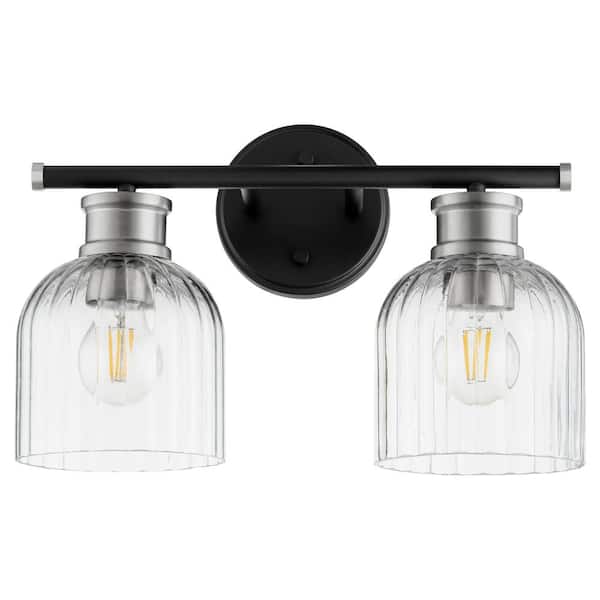 Quorum International Monarch 15 in. W 2-Light Textured Black with Satin Nickel Vanity