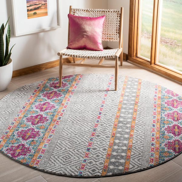 Madison Gray/Ivory 4 ft. x 4 ft. Round Area Rug