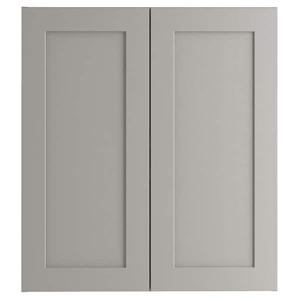 Hampton Bay Edson Shaker Assembled 27x30x12 in. Wall Cabinet in Gray