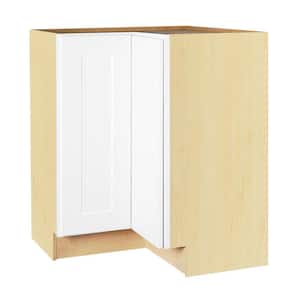 Shaker 28.5 in. W x 16.5 in. D x 34.5 in. H Assembled Lazy Susan Corner Base Kitchen Cabinet in Satin White