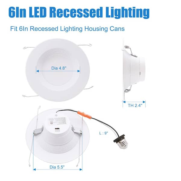 6 in. New Construction and Remodel Recessed Retrofit Dimmable Down Can LED Light Replacement Conversion Kit (6-Pack)
