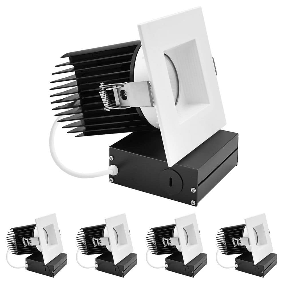 4 In. Integrated LED Trimless Regressed Spotlight with Square White Baffled Trim 5CCT, CRI90, 22W, 1700LM, Dimmable 4PK price history on PriceWatchPro
