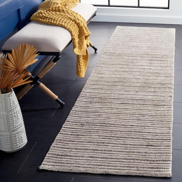 Elements 2 ft. x 9 ft. Beige Striped High-Low Runner Rug