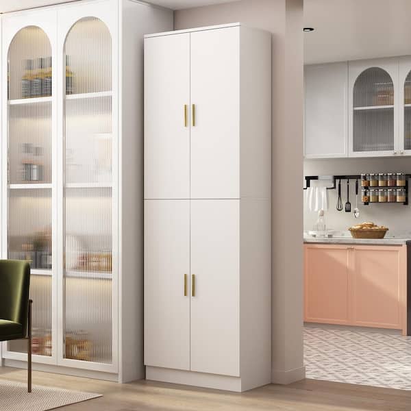 FUFU&GAGA 23.2 in. Wide, White Wooden Accent Bookcase, Sideboard, Storage Cabinet, with Adjustable Shelves