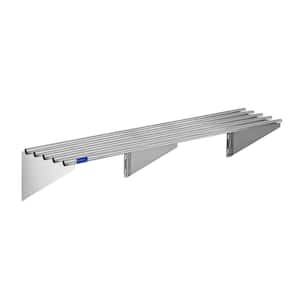 18 in. W x 72 in. D Stainless Steel Tubular Wall Shelf, Kitchen, Restaurant, Garage, Decorative Wall Shelf with Brackets