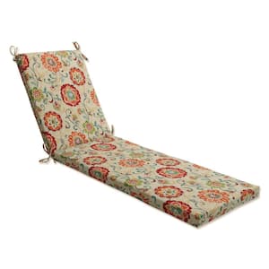 Floral 23 x 30 Outdoor Chaise Lounge Cushion in Tan Fanfare