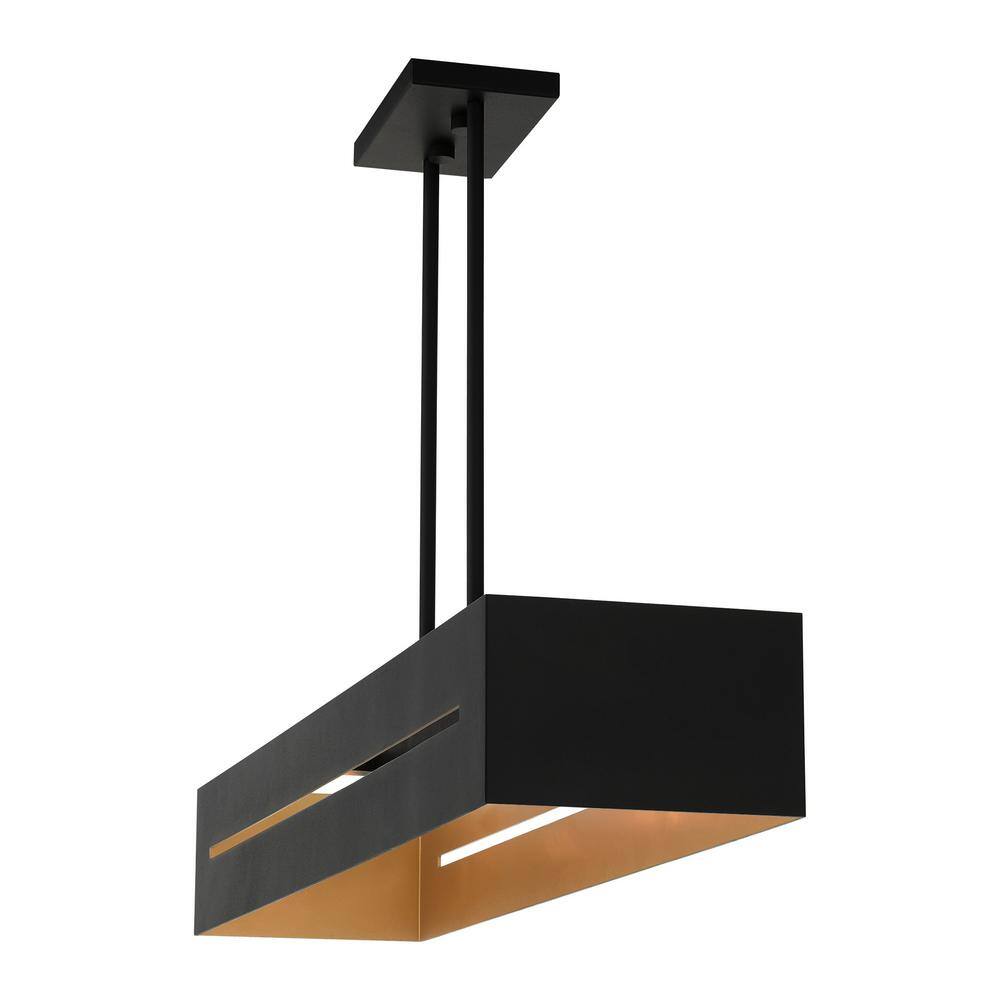 Soma Textured Black and Brushed Nickel 4-Light Linear Chandelier