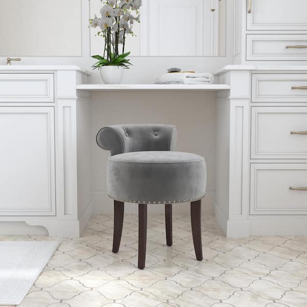 Dark grey vanity chair discount