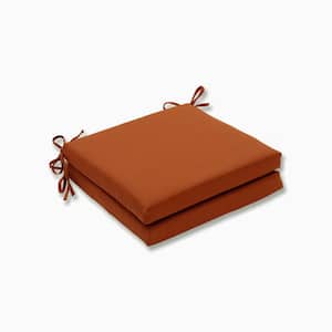 Solid 20 in. x 20 in. Outdoor Dining Chair Cushion in Orange (Set of 2)