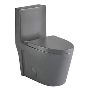 Ultraluxe 12 in. Rough-In one-piece 1/1.6 GPF Dual Flush Elongated Toilet in Matte Grey Seat Included
