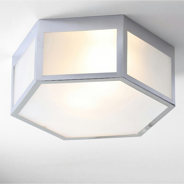 Modern Chrome & Glass Indoor Light Matching LED Wall & Ceiling Lamp Square Shade