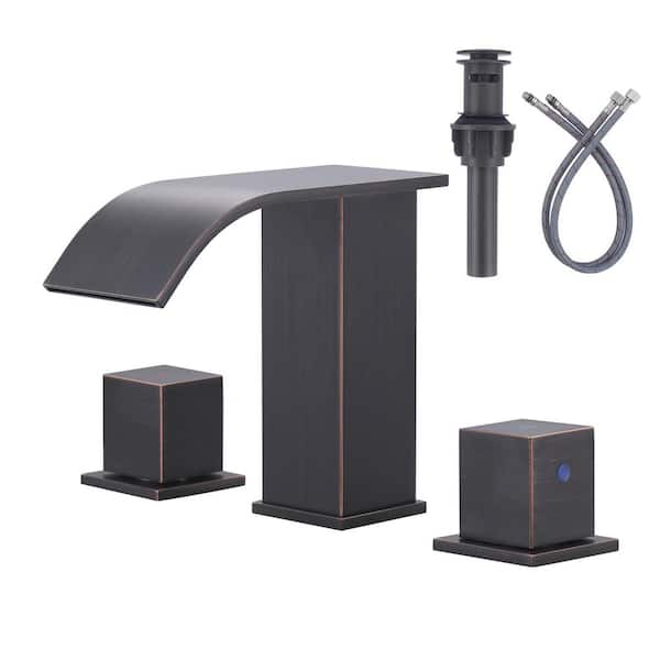 ARCORA Waterfall 8 in. Widespread Double Handle Bathroom Faucet in Oil Rubbed Bronze
