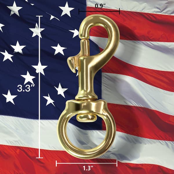ANLEY 3.3 in. Brass Swivel Snap Hook - Heavy Duty Flag Pole Halyard Rope  Attachment Clip (Set of 2) A.Pole.RoCliGold.2pc - The Home Depot