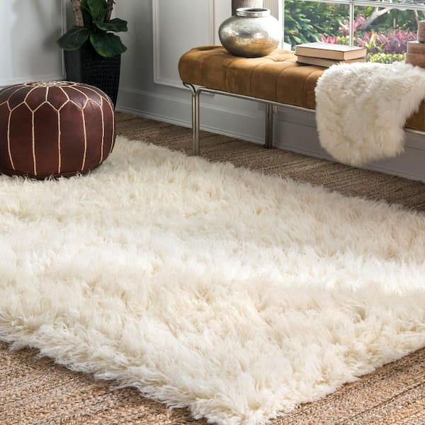 Genuine Greek Flokati Shag Natural Doormat 2 ft. x 3 ft.  Area Rug