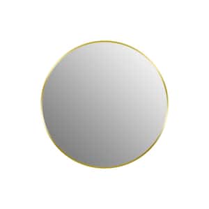 30 in. W x 30 in. H Round Framed Wall Mount Bathroom Vanity Mirror in Gold