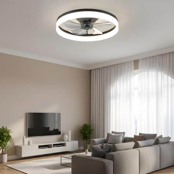 Light Pro 20 in. LED Indoor Black Smart Ceiling Fan with Remote and Light Dimmable