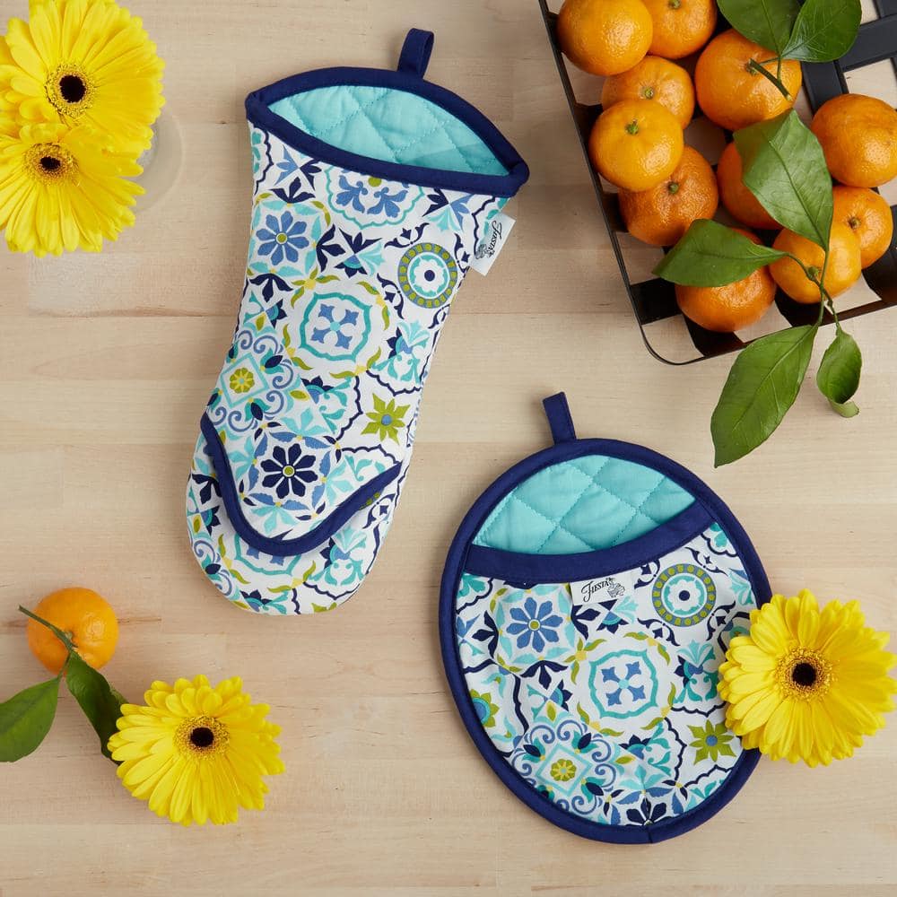 Fiesta Blue Boho-Chic Heat Protective Pot Holder Set
