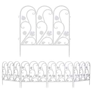 24 in. Metal Garden Fence Decorative White Fencing Panels for Yard Landscape Patio Lawn Decor (5-Packs)