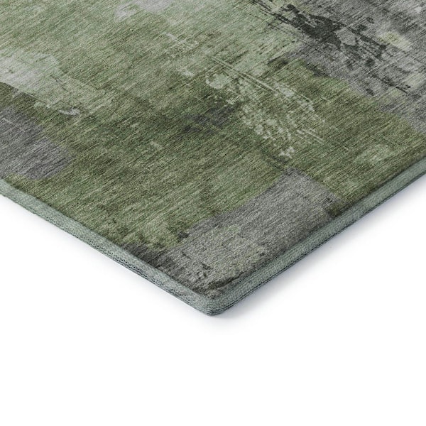 Mayfield Premium Machine Washable Abstract AMF1671 Green 5 ft. x 7 ft. 6 in. Area Rug
