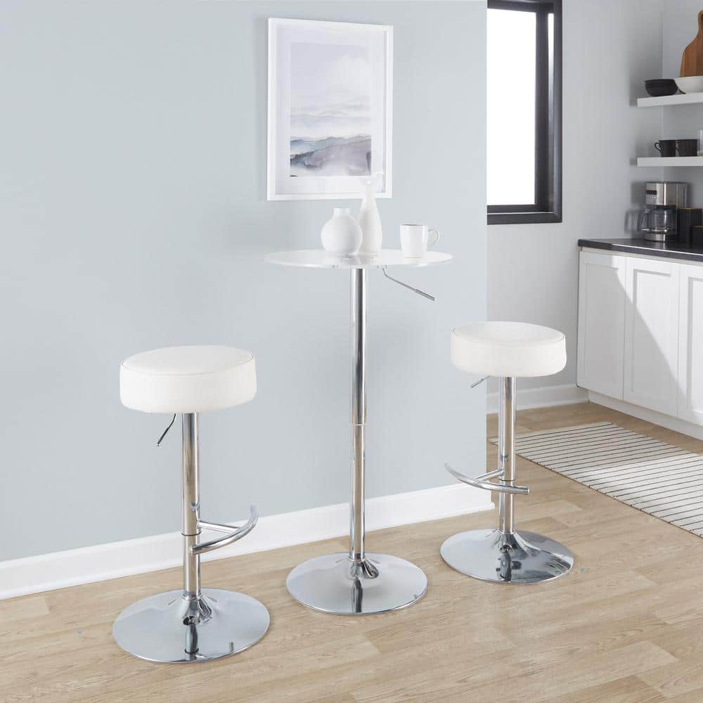 Adjustable Clear Acrylic and Chrome Round Bar Table