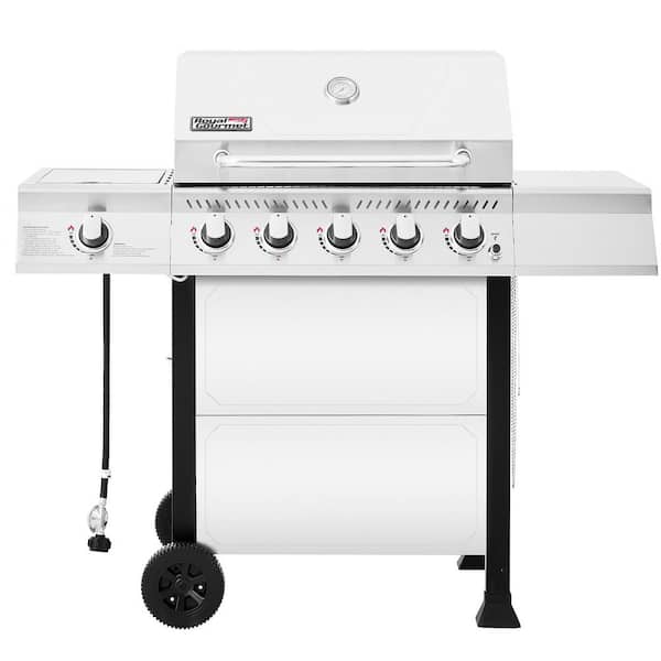 5-Burner Propane Gas Grill in Stainless Steel with Sear Burner and Side Burner