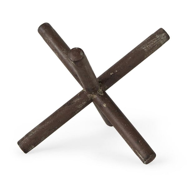 HomeRoots 8 in. Silver Jumbo Rustic Metal X Decorative Sculpture