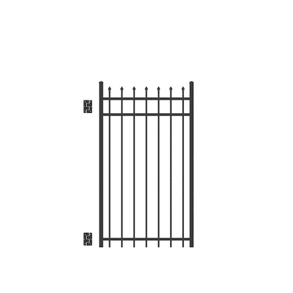Barrette Outdoor Living Cascade Standard-Duty 3 ft. W x 5 ft. H Black Aluminum Straight Pre-Assembled Fence Gate