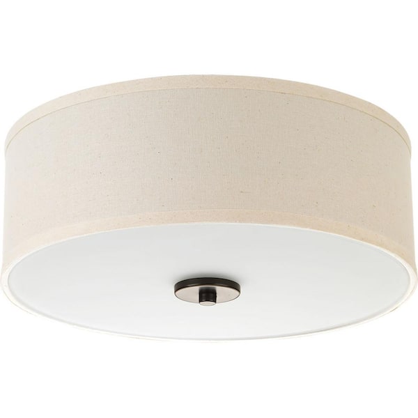 Progress Lighting Inspire Collection 13 in. Antique Bronze Integrated LED Transitional Bedroom Ceiling Light Drum Flush Mount