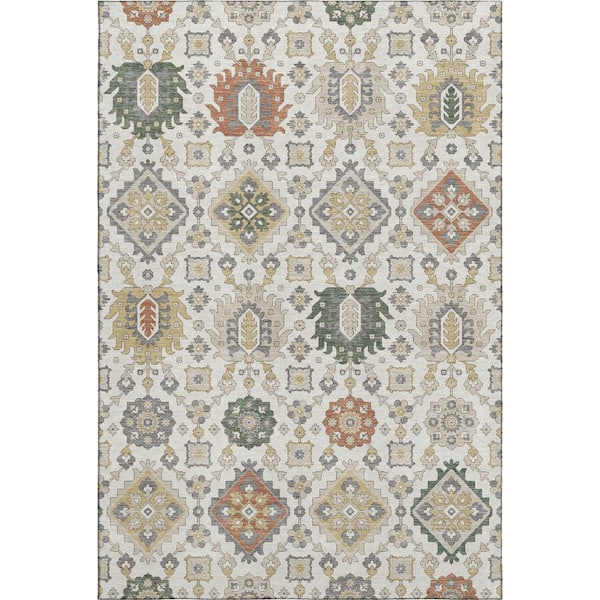 Mayfield Premium Machine Washable Abstract AMF2200 Ivory 10 ft. x 14 ft. Area Rug