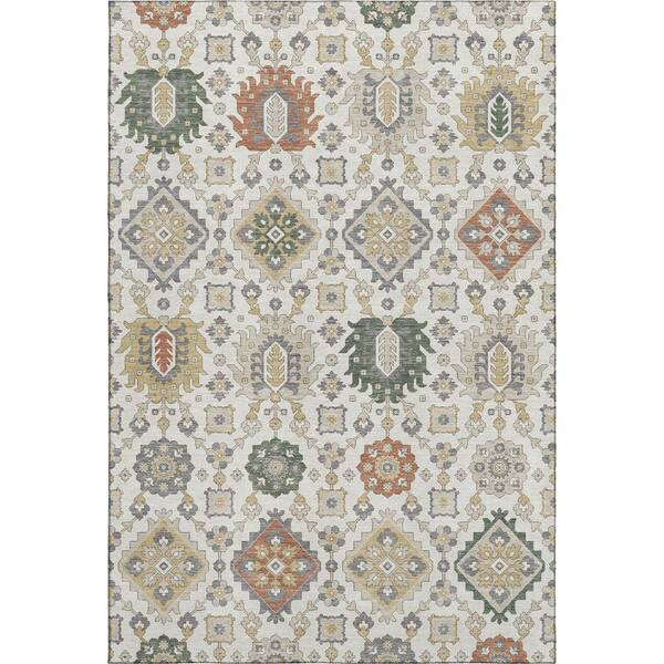 Mayfield Premium Machine Washable Abstract AMF2200 Ivory 3 ft. x 4 ft. Area Rug