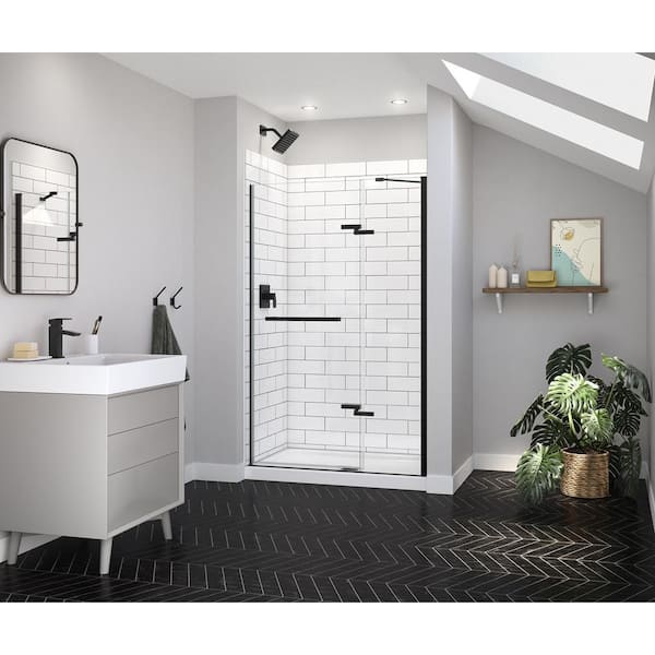 MAAX Reveal Sleek 47 in. W x 71.5 in. H Pivot Frameless Alcove Shower Door in Matte Black