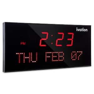 22 in. Large Digital Wall Clock, LED Digital Clock with Calendar, Red