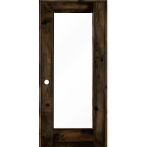 32 in. x 80 in. Rustic Knotty Alder Right-Hand Full-Lite Clear Glass Black Stain Solid Wood Single Prehung Interior Door