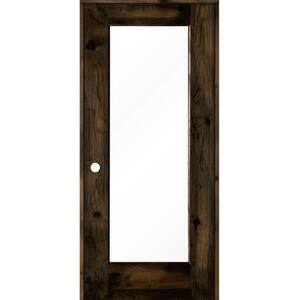 36 in. x 80 in. Rustic Knotty Alder Right-Hand Full-Lite Clear Glass Black Stain Solid Wood Single Prehung Interior Door