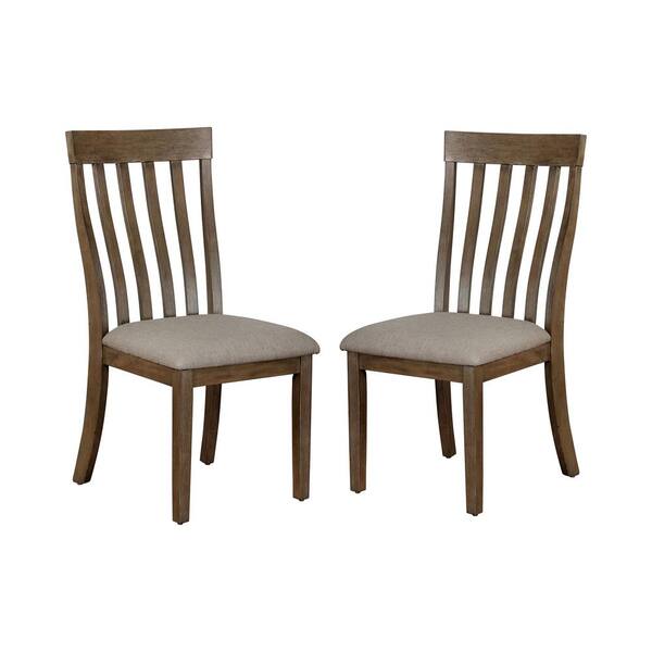 Furniture of America Fayola Light Oak and Taupe Side Chairs (Set of 2)