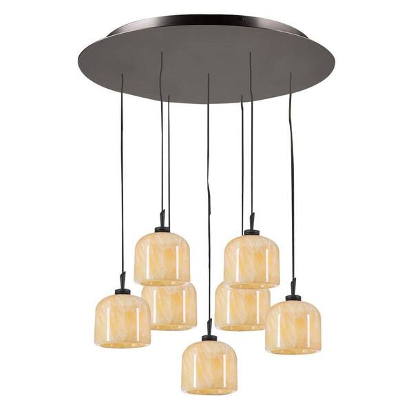 PLC Lighting 7-Light Oil-Rubbed Bronze Pendant with Natural Onyx Glass