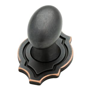 Pryce 1-1/8 in. (28 mm) Bronze with Copper Highlights Oval with Backplate Cabinet Knob